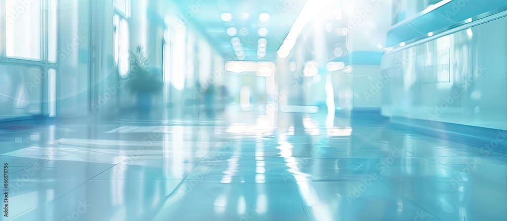 Aufkleber an abstract medical background with a blurred hospital clinic interior, perfect for adding text or g