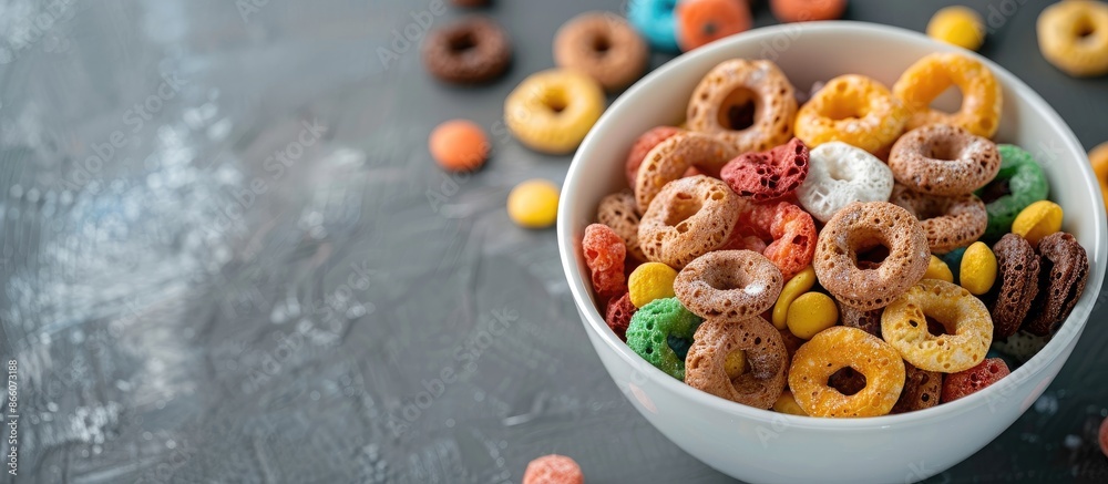 Canvas Prints Close-up shot of cereal in a white bowl with copy space image available.