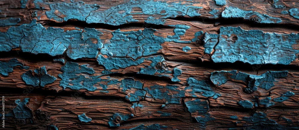 Poster brown and blue textured wooden bark with an empty copy space image.
