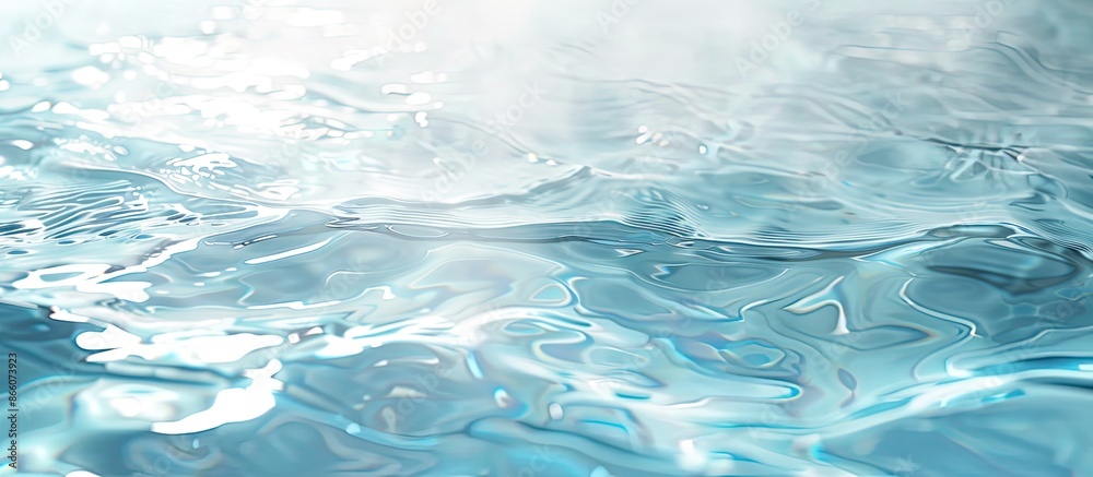 Aufkleber Water texture mockup background in soft blue with a shimmering light reflection, ideal for a copy space image.