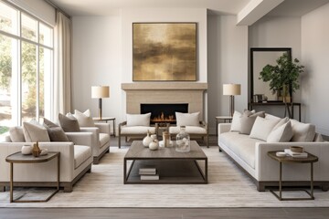 Fototapeta premium Living room architecture furniture fireplace.