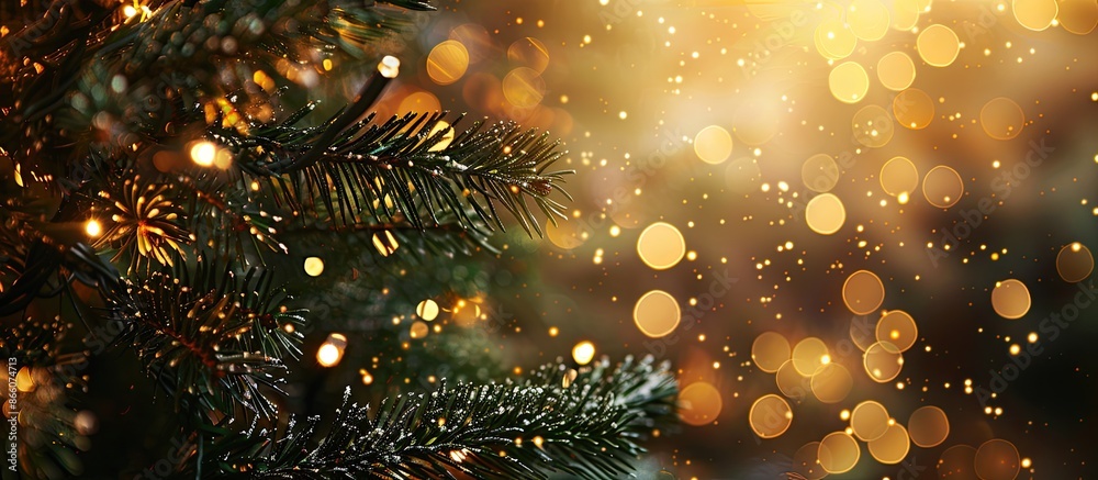 Poster a festive background with glittering lights perfect for the christmas and new year holidays, featuri