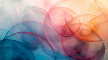 A soft, abstract composition of overlapping translucent circles in pastel colors.