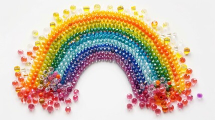 Colorful bead rainbow on white background
