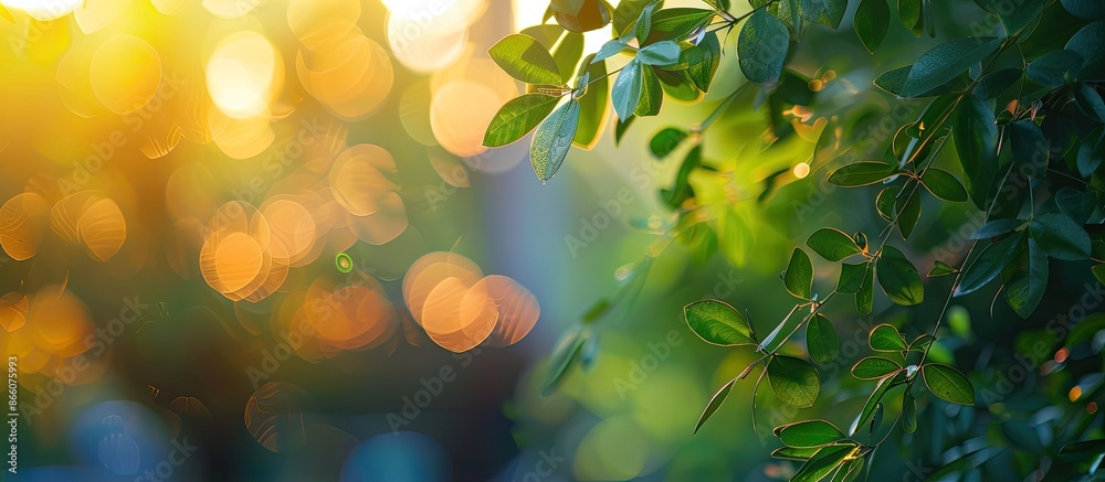 Leinwandbilder Nature showcasing blurred and bokeh light, with copy space image.