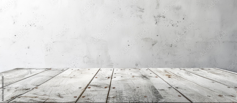 Wall mural white textured surface of a wooden table provides a background with ample copy space image.