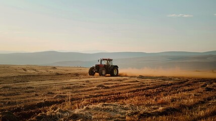 Fototapeta premium Agriculture tractor working in field Generative AI
