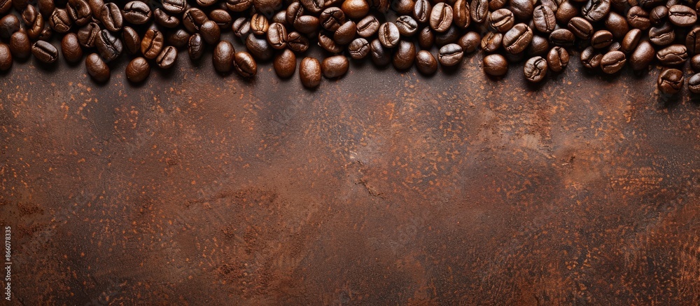 Aufkleber top view of roasted coffee beans background with copy space image.