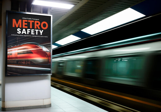Subway Ad Sign Mockup With Generative AI