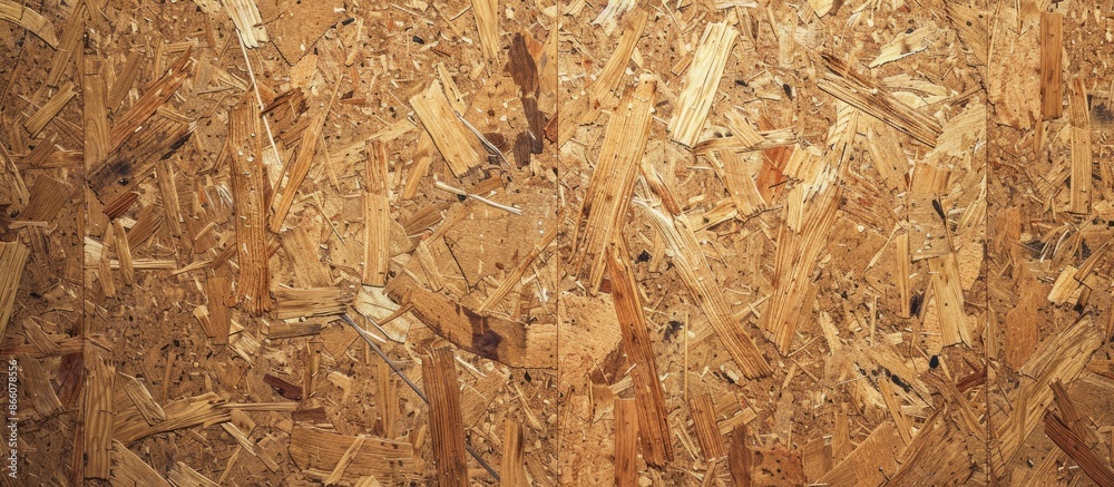 Poster OSB wooden background with a cork board on it, featuring a wood texture surface and copy space image.