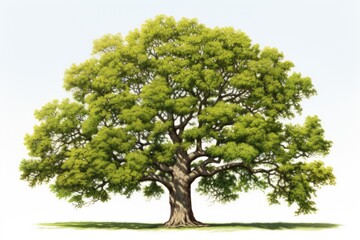 Obraz premium Majestic Elm Tree with Broad Canopy on White Background - Detailed Realistic Photography of Textured Bark and Natural Colors