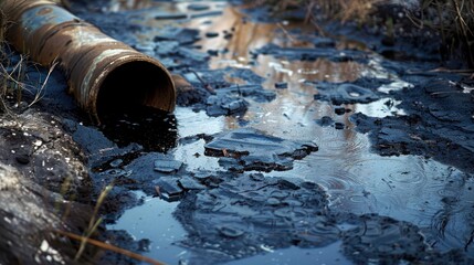 Obraz premium Contaminated water from chemical spill, pollution, environmental risk