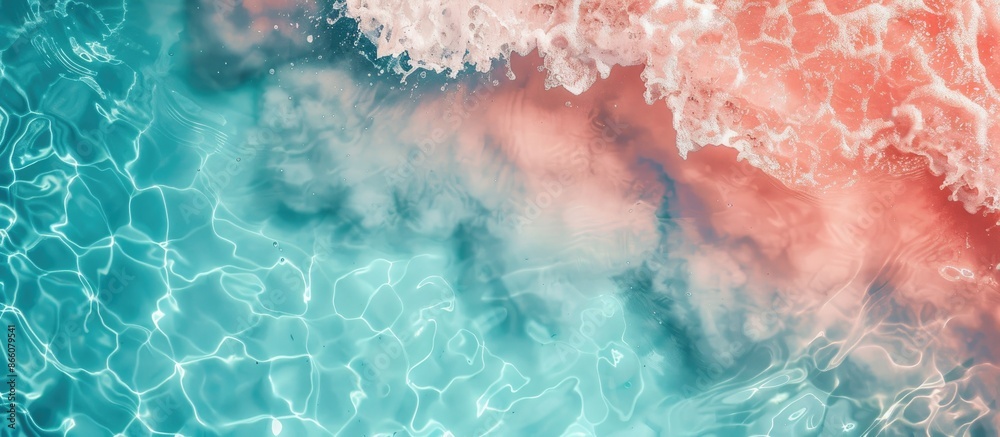 Aufkleber Top view of artistic coral-colored swimming pool water, creating an abstract texture with ample copy space image.