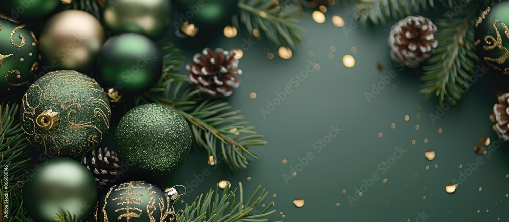 Poster festive new year backdrop featuring christmas ornaments with room for a text overlay within the copy