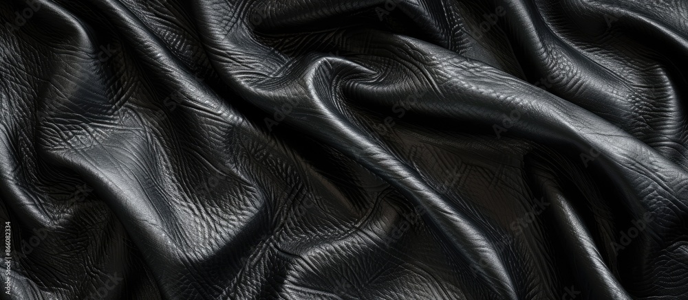 Poster Close-up black lamb leather texture background with copy space image for text.