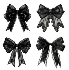 lace black ribbon on an isolated set