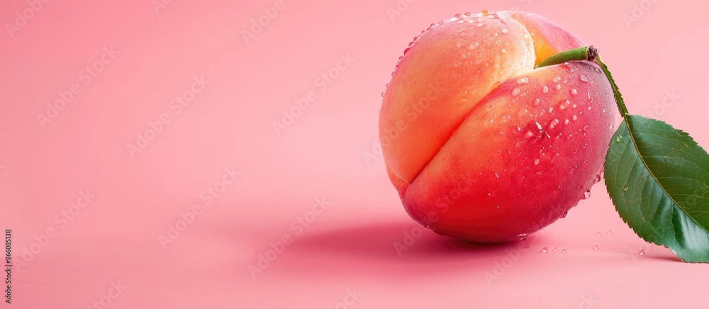 Poster juicy peach fruit with copy space image for design concepts