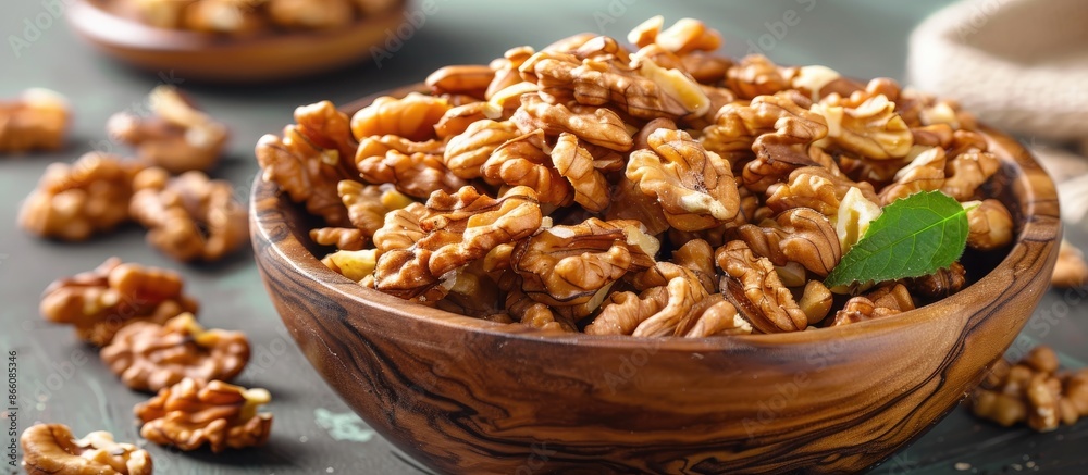 Aufkleber Walnuts are a tasty snack option with an appealing taste, ideal for enjoying. Copy space image. Place for adding text and design
