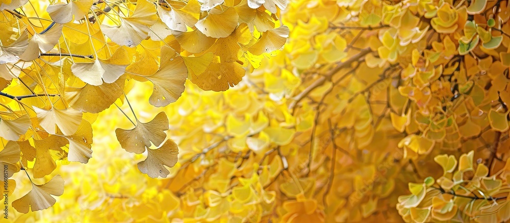 Leinwandbilder Ginkgo tree leaves creating an artistic background with abundant copy space image.