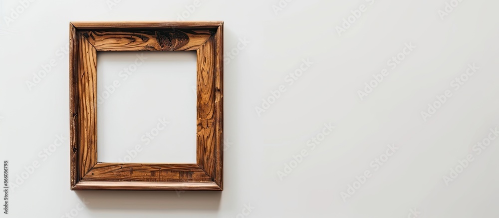 Aufkleber Wooden picture frame displayed on a white background with copy space image.