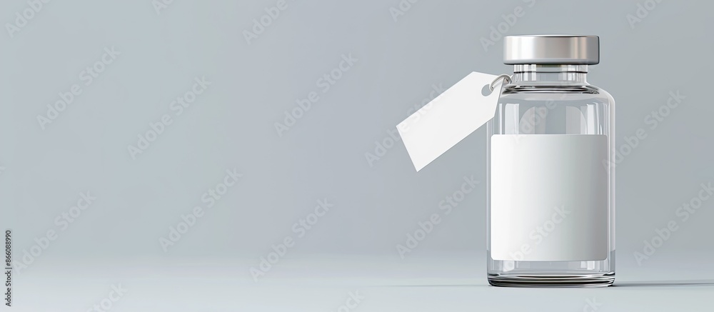 Aufkleber A vaccine container with an empty tag, separated from any background, ideal for featuring. Copy space image. Place for adding text and design