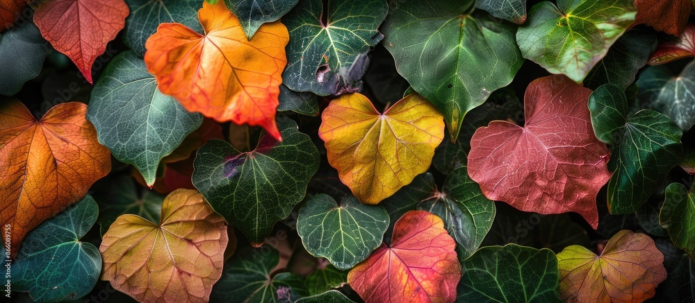 Leinwandbilder A scenic display of heart-shaped leaves creates a backdrop symbolizing nature's charm and vibrancy with a captivating copy space image.