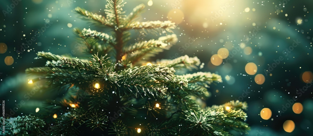 Aufkleber Festive backdrop featuring a fir tree in the center, ideal for adding text or other elements with copy space image.