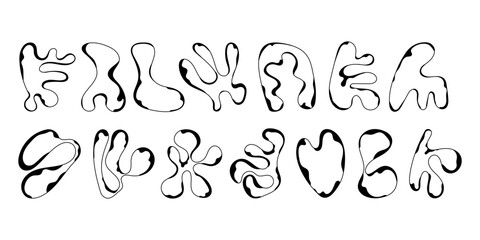 Random abstract liquid organic black irregular blotch shapes flat style design fluid vector illustration set banner simple shape template for presentation design, flyer, isolated on white background.