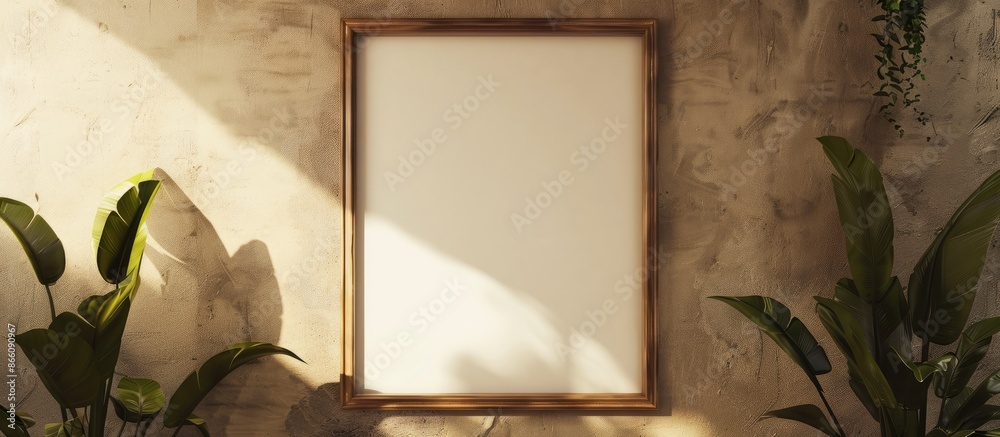 Aufkleber wooden frame mockup with space for a photo, painting, or print presentation, offering a blank area f