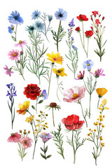 Colorful Wildflowers Watercolor