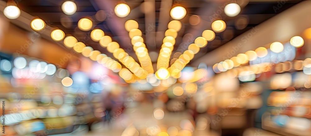 Aufkleber blurry interior background in a department store, ideal as a backdrop in your design projects; featu