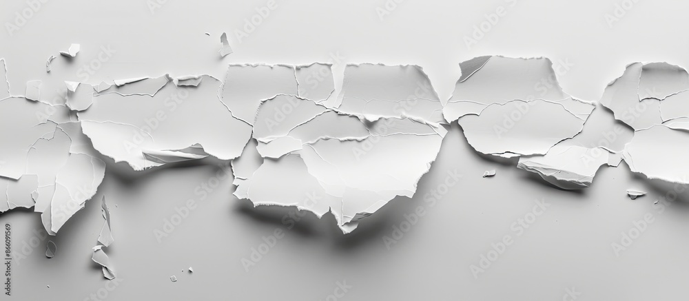 Aufkleber collection of torn white paper on a gray background, providing a clean aesthetic with ample copy spa