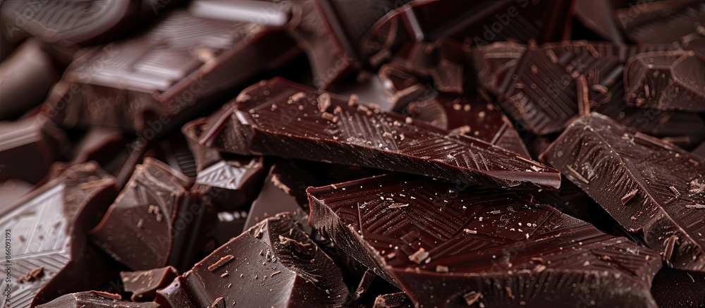 Aufkleber detailed close-up captured image of chocolate pieces with copy space image availble.