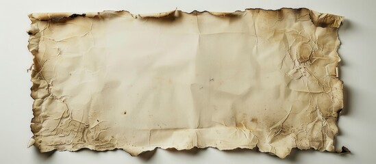 White vintage paper page with burnt edges, providing copy space image.