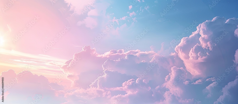 Leinwandbilder soft pastel clouds fill the beautiful morning sky at dawn, creating a serene nature background image