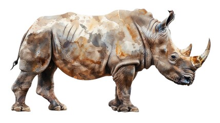 Fototapeta premium Animal rhino handdrawing are made using the watercolor technique Genereative AI