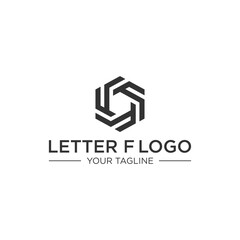 Letter F Logo Design with Hexagon Shape