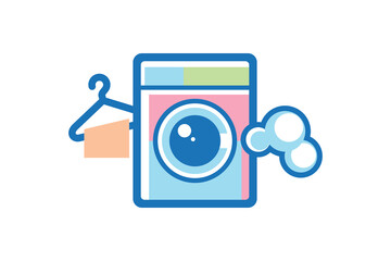 laundry washing machine logo design vector