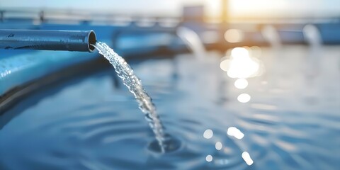 Modern processes used in urban wastewater treatment plant for water purification. Concept Chemical Treatment, Biological Treatment, Filtration, Disinfection, Sludge Treatment