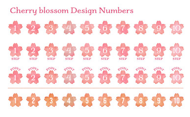 手書き風のベクターの数字アイコン　桜