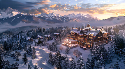 Mountain Majesty: Luxurious Ski Resort Experience Amidst Snowy Peaks