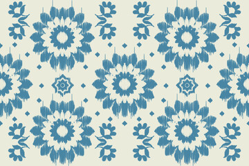 Ikat floral paisley embroidery seamless pattern on background. Ikat ethnic oriental pattern traditional. Aztec style abstract vector illustration. design for ikat fashion texture,fabric,clothing,wrap