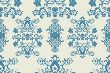 Ikat floral paisley embroidery seamless pattern on background. Ikat ethnic oriental pattern traditional. Aztec style abstract vector illustration. design for ikat fashion texture,fabric,clothing,wrap