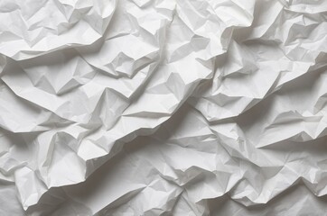Obraz premium Close-up abstract of crumpled white paper showcasing texture with light and shadow variations