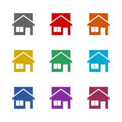 House logo icon isolated on white background. Set icons colorful