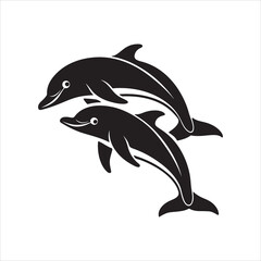 Obraz premium Dolphin silhouette design vector Art & Illustration AI Technology 