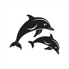 Obraz premium Dolphin silhouette design vector Art & Illustration AI Technology 