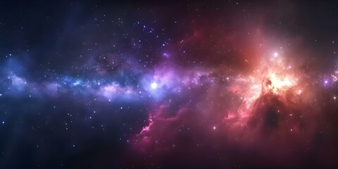 A Colorful Space Scene with Red and Purple Nebulae, Bright Stars, and Dark Voids. Concept Space Photography, Nebulae Imagery, Bright Stars, Dark Voids Exploration, Cosmic Colors
