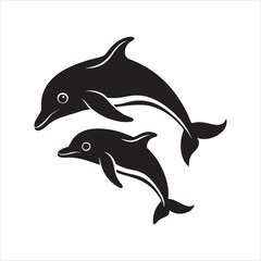 Obraz premium Dolphin silhouette design vector Art & Illustration AI Technology 