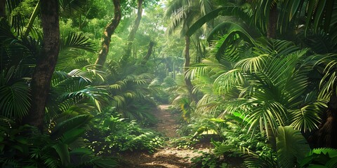 Tropical jungles of Southeast Asia Dense Jungle with Towering Trees and Lush Greenery